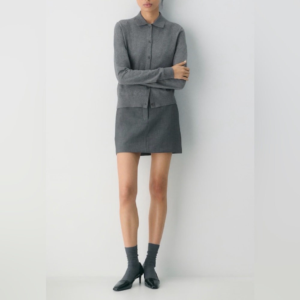 ARITZIA Babaton Chisel Mini Skirt - Heather Charcoal - Size 6